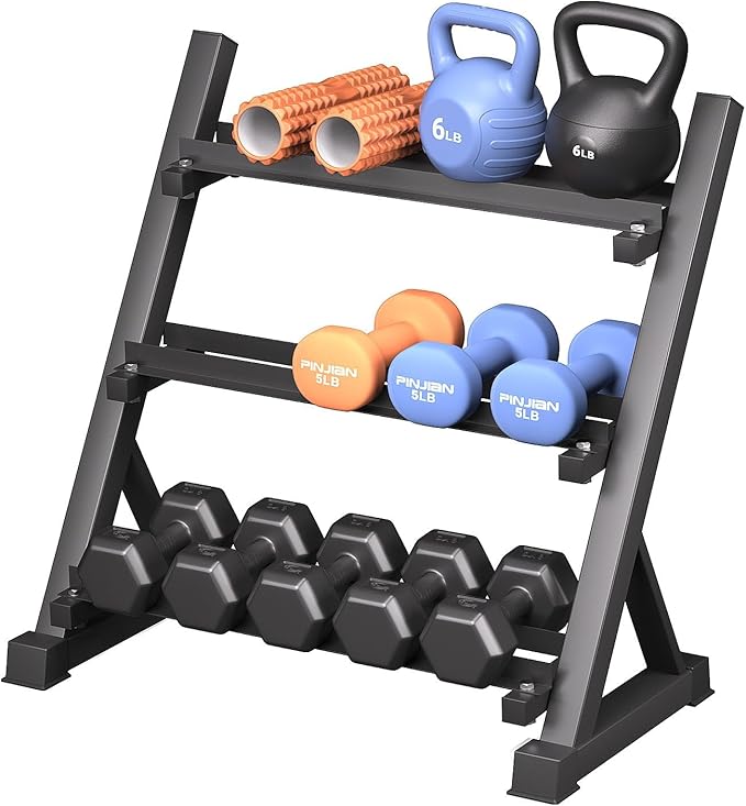 Heavy Duty Dumbbell & Kettlebell Storage Rack Stand, Space-Saving Weight Organizer with Anti-Slip Pads for Home Gym (Dumbbells Not Included)