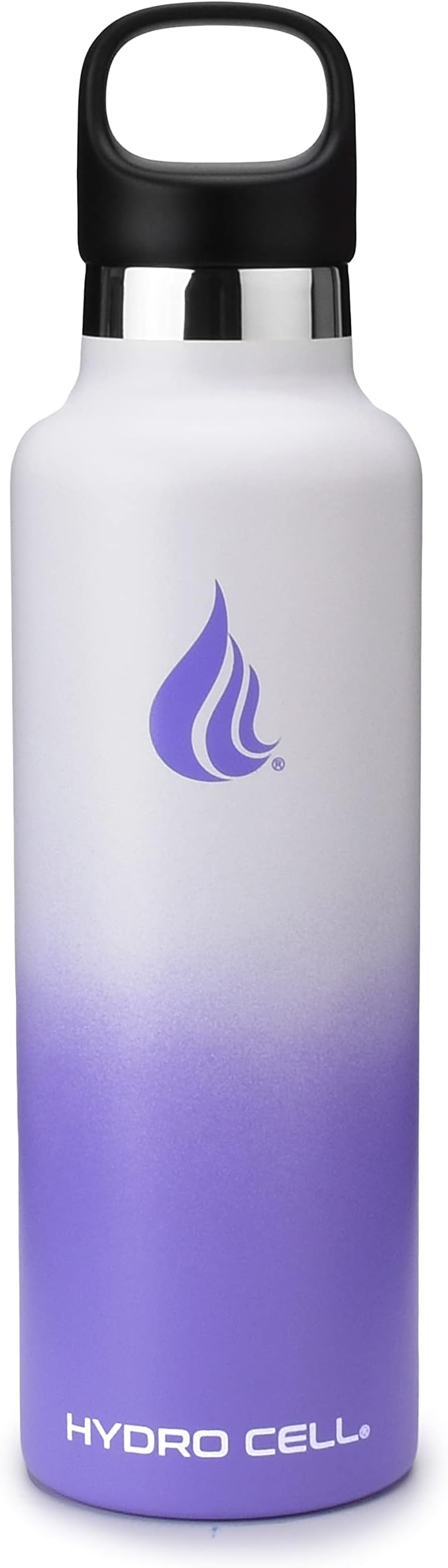 HYDRO CELL Stainless Steel Water Bottle with Straw & 2 Standard Mouth Lids (32oz 24oz 20oz 16oz) Keeps Liquids Hot or Cold w/Double Wall Vacuum Insulated Leak Proof Sport Design (Lavender/White 24oz)