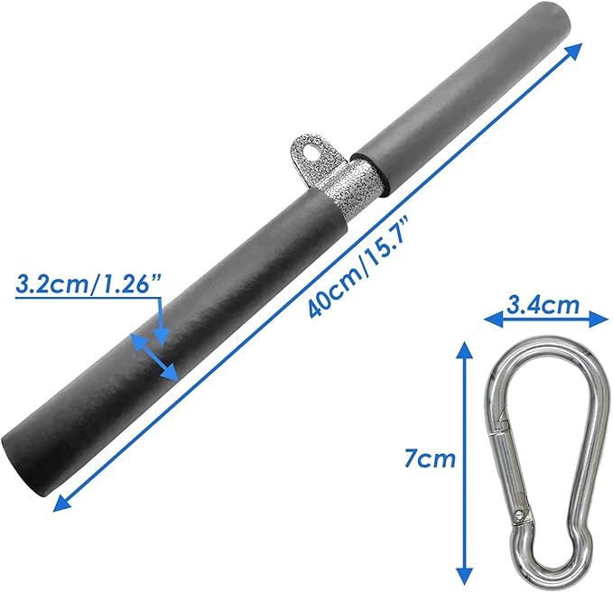 Pulldown Bar for LAT Pulley System - 40cm Soft Foam Handles Straight Bar Pull down Exercise Rowing Machine Home Gym Attachment Strength Muscles Triceps Training