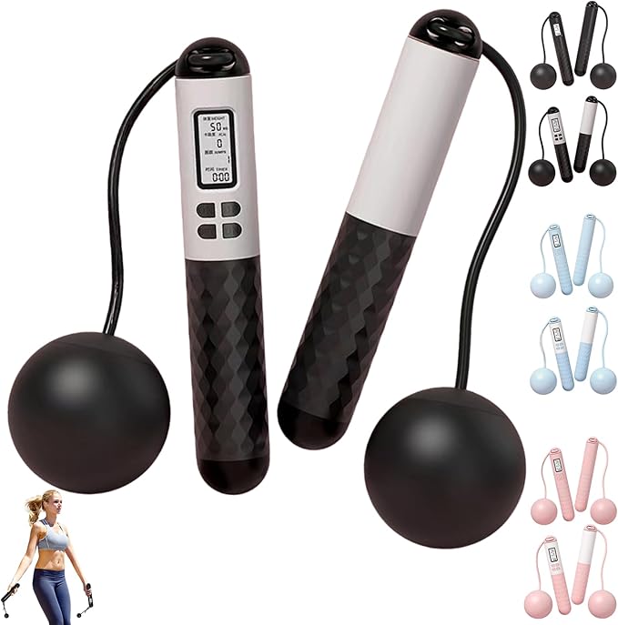 Runaivete Skipping Rope with Counter, Cordless Jump Ropewith LCD Display, Smart Weighted Jump Rope, Displaying Jump Count, Time&Calories Burned Counting Jumprope for Fitness&Lose Weight