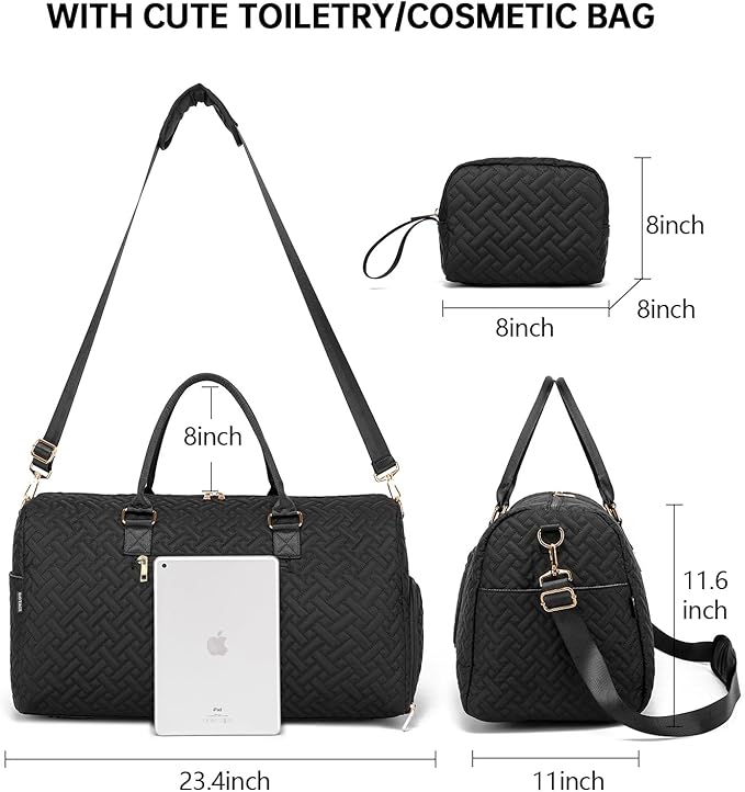 Duffle Bag for Travel, Weekender Bag with Shoe Compartment, Carry On Overnight Bag for Women with Toiletry Bag, Gym Bag with Wet Pocket, Hospital Bags for Labor and Delivery Beige