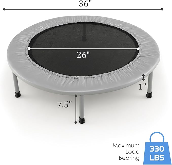 GYMAX Rebounder Trampoline for Adults, Mini Exercise Trampoline with Safety Pad, Foldable Rebounding Fitness Trampoline for Indoor/Outdoor, Small Workout Trampoline for Adults (Blue)