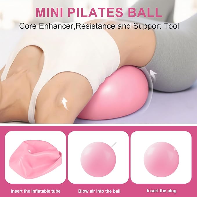 Home Pilates Essentials Kit for Women - Complete Set with 9" Yoga Ball, Figure 8 Resistance Band, Pilates Bands, Accessories, and Pilates Ring - Perfect for Beginners Home Workouts