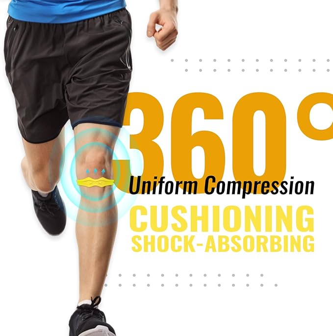 Fitgeno Knee Strap Patella Support: Knee Band for Patellar Tendon Pain Relief - Knee Brace for Tendonitis Jumpers Running Sports Basketball Men Women 2 Packs (Yellow)