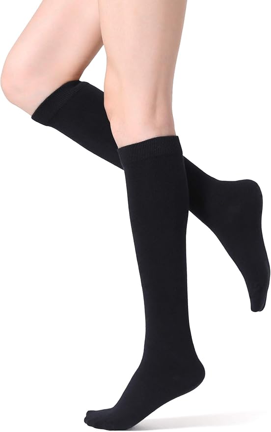 FITRELL Women's Knee High Socks Outdoor Sport Athletic Socks Casual Stripe Tube Socks 1-4 Pack