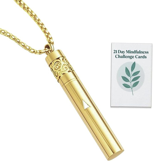 Mindfulness Breathing Necklace & Essential Oil Diffuser for Women Men Gift 2-in-1 Stainless Steel Breathlink Jewelry for Inner Balance, Daily Focus, Yoga, and Meditation