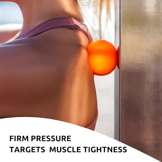 Massage Lacrosse Balls for Myofascial Release, Trigger Point Therapy Ball Set, Foot Massage Ball Roller for Plantar Fasciitis, Yoga Deep Tissue, Physical Therapy Balls Hard Rubber 2 Pack (Orange)