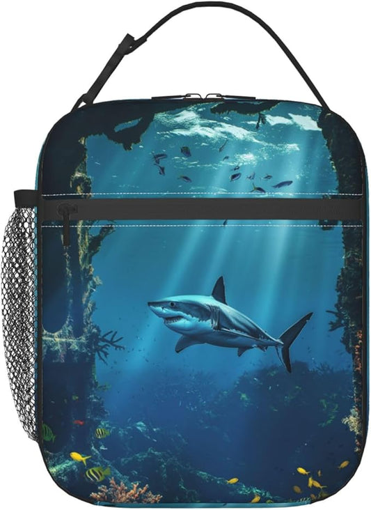 Lunch Box for Women Men, Shark Ocean Insulated Lunch Box Reusable Portable Lunch Bag Cooler Tote Waterproof Lunch Container for Office Picnic Work Travel Hiking