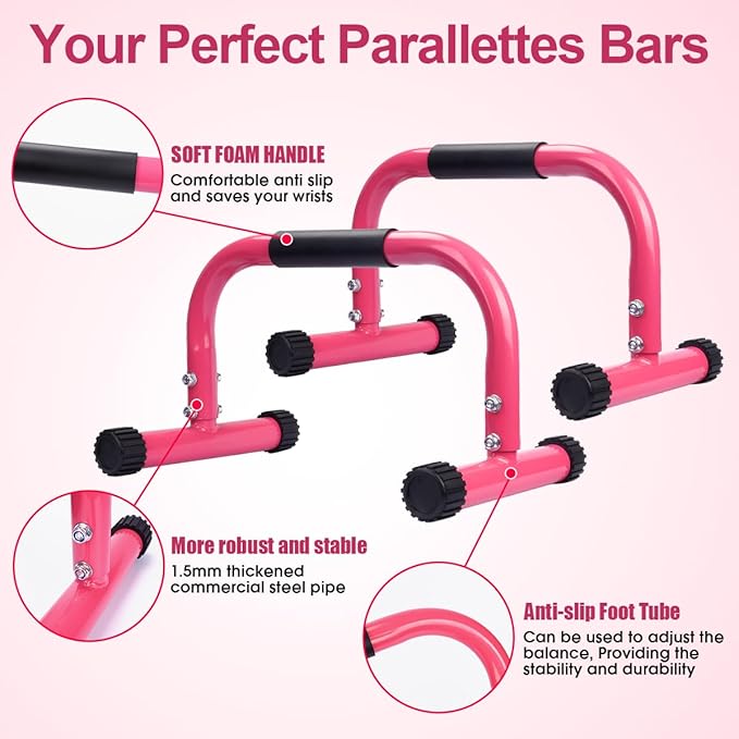 AmazeFan Parallettes Bars, High Steel Push Up Bar Strength Training For Handstands, Calisthenics Bars & Dip Bars, Calisthenic, Push Up Stands Handle for Floor Workouts Calisthenics Equipment ﻿