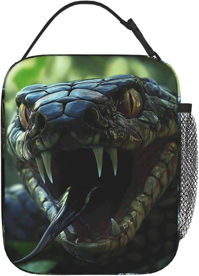 Insulated Lunch Box for Women Men, Snake Theme Lunch Box Reusable Portable Lunch Bag Cooler Tote Waterproof Lunch Container for Office Picnic Work Travel Hiking