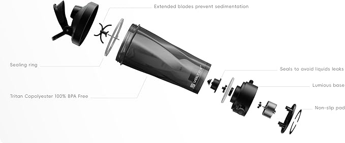 VOLTRX VortexBoost Electric Shaker Bottle, USB C Rechargeable Protein Shake Mixer, Shaker Cups for Protein Shakes and Meal Replacement Shakes, BPA-Free, Made with Tritan, Black