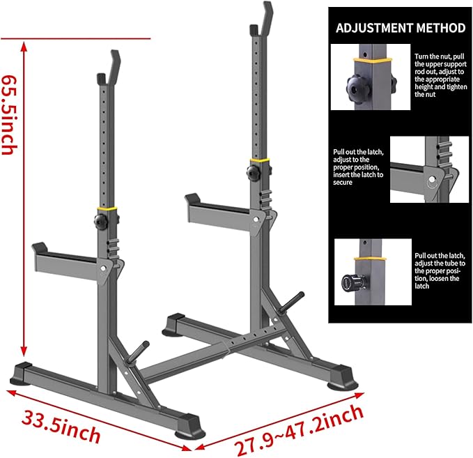 Adjustable Squat Rack,Multi-Function Barbell Rack for Weight Lifting and Home Gym Fitness Workout Portable Squat Bench Press