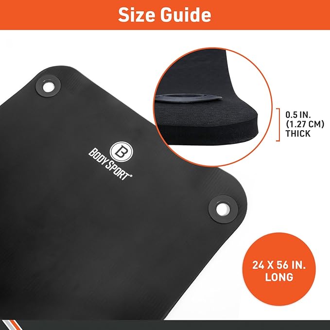 Body Sport TPE Personal Exercise Mat, Exercise Equipment for Yoga, Pilates, and Fitness Routines, Black