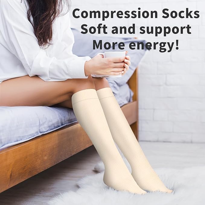 Copper Compression Socks for Women and Men(6 Pairs)-Best Support for Running, Athletic, Nursing, Travel