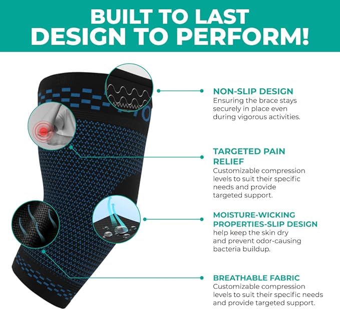 Modvel 2 Pack Elbow Brace - Golfer's Elbow Compression Sleeve Support for Joint Pain Relief, Recovery, Tendonitis Braces, Tennis Elbows Brace For Men & Women, Workout & Weightlifting Arm Wrap