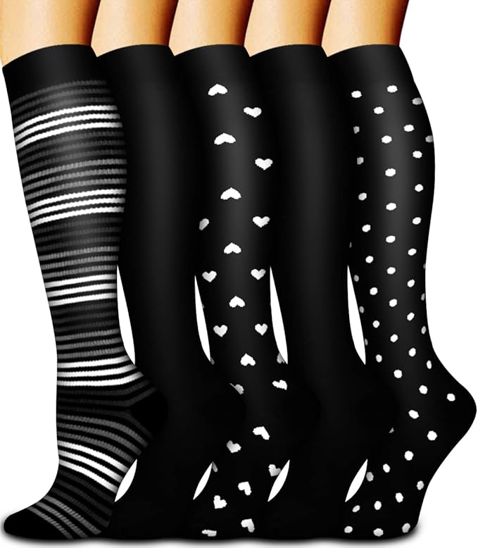 Bluemaple Compression Socks for Women & Men Circulation (6 Pairs) 15-20 mmHg is Best Support for Athletic Running Cycling