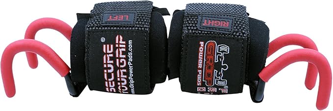 Weight Lifting Rod Hooks Heavy Duty Wrist Wraps Power Weight Lifting Training Gym Grips Straps Set of 2