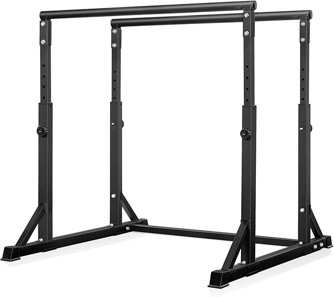 Bongkim Dip Bar, Heavy Duty Dip Station with 7 Height Levels, 800lbs Adjustable Parallel Bars for Tricep Dips Pull-Ups L-Sits Calisthenics Exercises Strength Training for Home Gym Outdoor