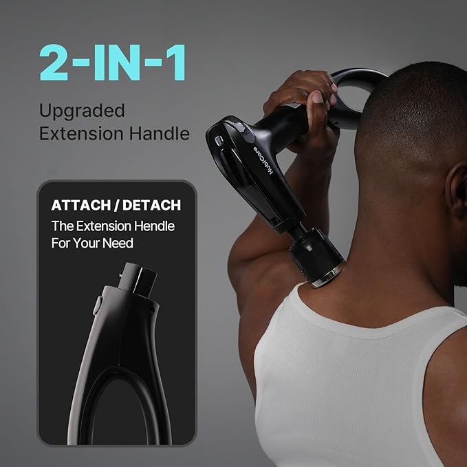 HuBDIC HubiCare Heat and Cool Massage Gun with Upgraded Extension Handle, Percussion Massage Gun Deep Tissue, Muscle Back Massagers Handheld, Portable for Pain Relief, LED Display