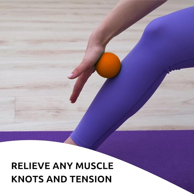 Massage Lacrosse Balls for Myofascial Release, Trigger Point Therapy Ball Set, Foot Massage Ball Roller for Plantar Fasciitis, Yoga Deep Tissue, Physical Therapy Balls Hard Rubber 2 Pack (Orange)