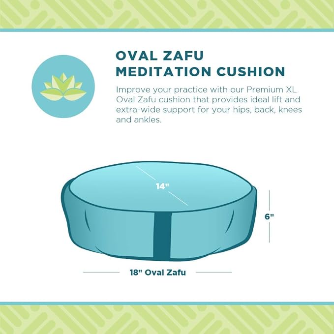 Bean Products Hemp Zafu Meditation Cushion for Sitting on Floor, Hemp Yoga Pillow, Zafu Meditation Pillow, Zen Seiza Kneeling Prayer Pad Support - Made in USA - Oval Cactus