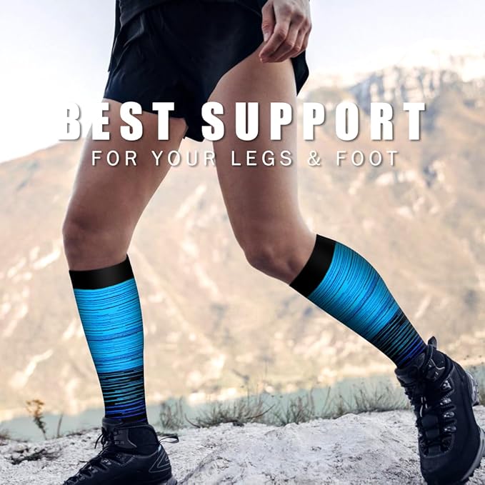 BLUEENJOY Copper Compression Socks for Women & Men (6 pairs) - Best Support for Nurses, Running, Hiking, Recovery