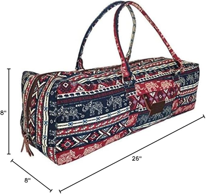 Kindfolk Yoga Mat Duffle Bag Patterned Canvas with Pocket and Zipper