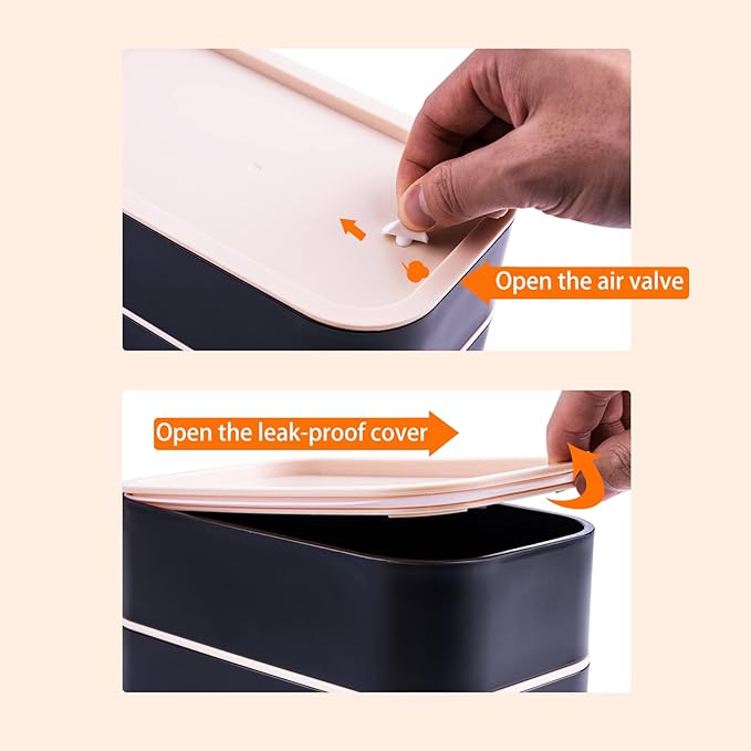 Bento Box Adult Lunch Box with Leakproof 54OZ Black