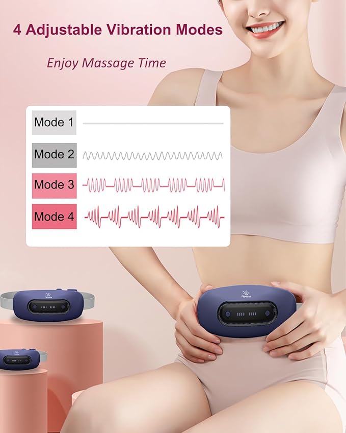 Electric Heating Pad,Portable Cordless Menstrual Heating Pad with 4 Heat Levels and 4 Massage Modes, Fast Large Heating Belly Wrap Belt(Navy Blue)