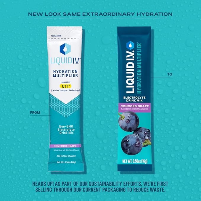 Liquid I.V.® Hydration Multiplier - Concord Grape | Electrolyte Powder Drink Mix | 1 Pack (16 Servings)