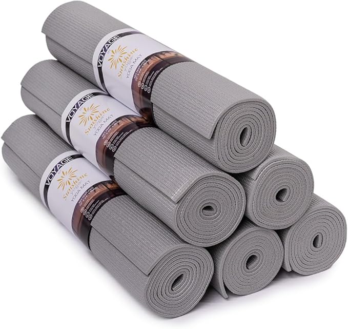 Sunshine Yoga Voyage Yoga Mat, 6 Pack, 72" x 24" Professional Studio and Gym Bulk Yoga Mats, 5mm Thick, Durable, Anti-Tear, Non Slip Fitness and Exercise Mats