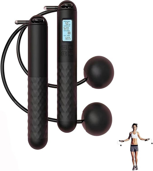 Indicatek Skipping Rope with Counter, Cordless Jump Rope, Smart Weighted Cord with Lcd Display, Adjustable Digital Counting Skipping Tool, Tangle-Free Wireless String for Fitness