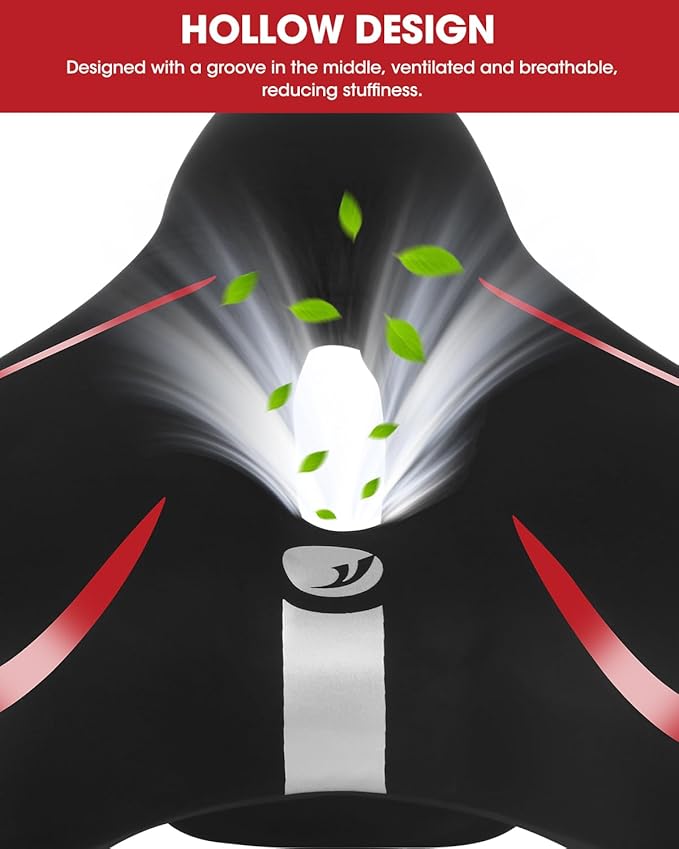 Comfortable Bike Seat for Men & Women, Waterproof Bicycle Seat, Breathable Mountain Bike Saddle, Gel Bicycle Saddle for MTB, BMX, Road Bike, City Bikes, Exercise Bikes