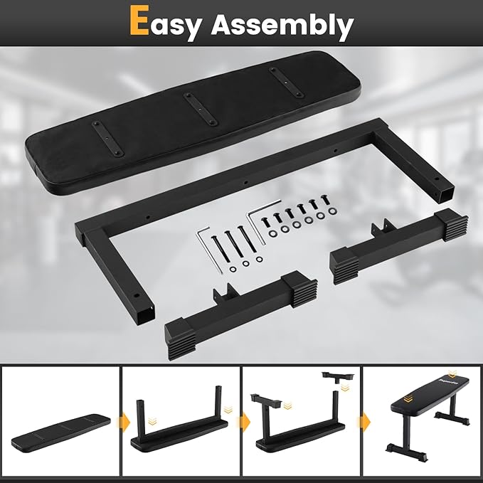 Goplus Flat Weight Bench, 660 LBS Heavy Duty Strength Training Exercise Bench for Home Gym, Easy Assembly, Multipurpose Full Body Workout Bench for Bench Press & Weight Lifting, Black