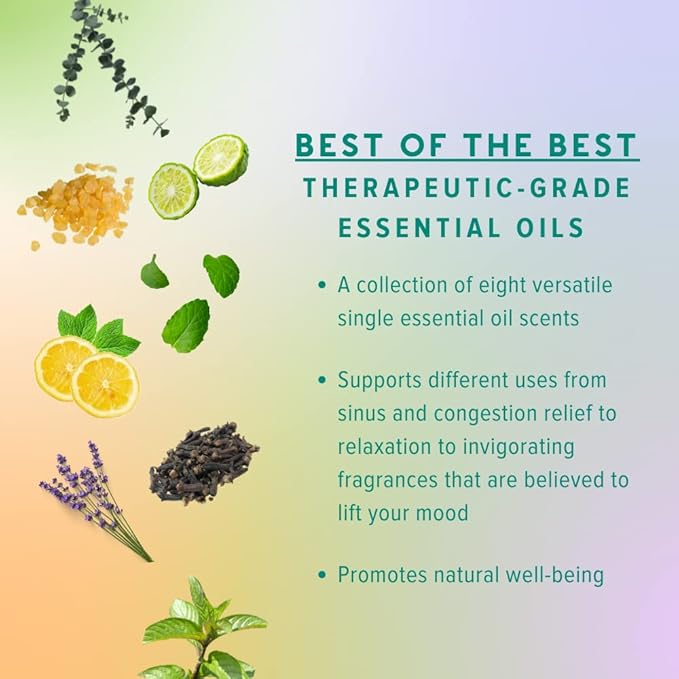 MOXĒ Nasal Inhalers Bundle, 8 Essential Oils, 100% Pure and Undiluted, Therapeutic Grade, No-Mess Portable Aromatherapy, Includes Eucalyptus, Peppermint, Lavender, Wintergreen, Made in USA - Pack of 8