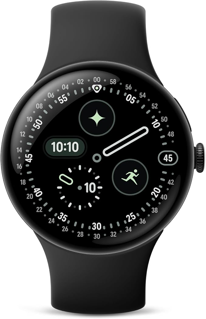 Google Pixel Watch 4 (41mm) - Android Smartwatch - Heart Rate and Sleep Tracking - 30-Hour Battery - Fitness Tracking - Google AI - Matte Black Aluminum Case - Obsidian Active Band - LTE (2025 Model)