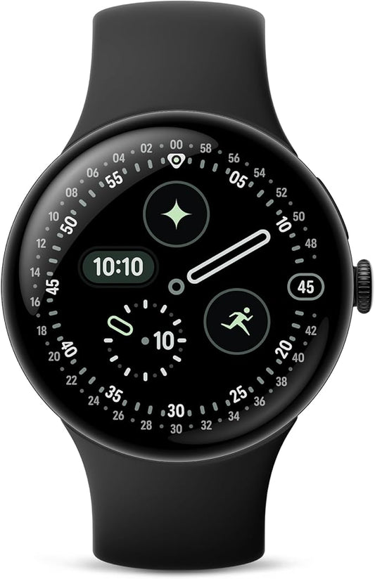 Google Pixel Watch 4 (41mm) - Android Smartwatch - Heart Rate and Sleep Tracking - 30-Hour Battery - Fitness Tracking - Google AI - Matte Black Aluminum Case - Obsidian Active Band - LTE (2025 Model)