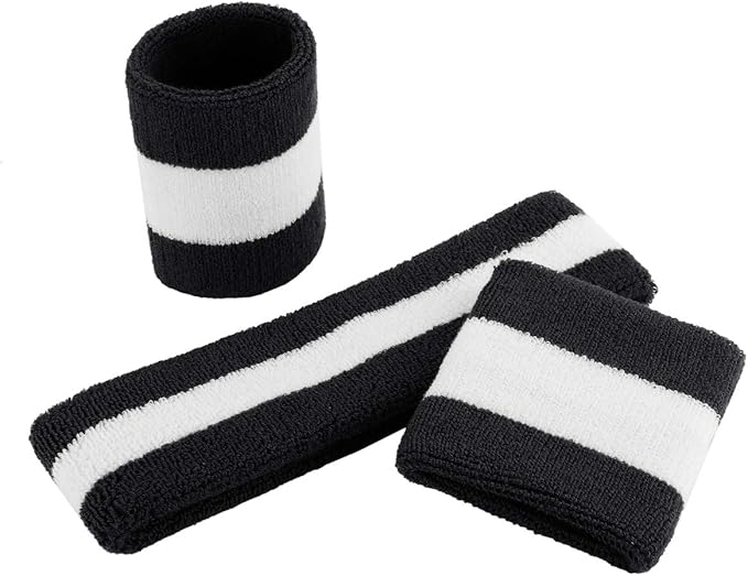 ONUPGO 6 Pieces Sweatbands Set - Sports Headbands Wristbands for Men & Women,Cotton Terry Cloth Sweatband for Tennis,Basketball,Gym,Working Out - Moisture Wicking Elasticity