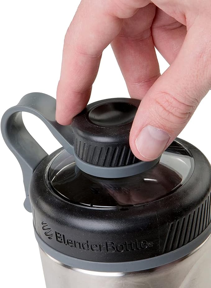 BlenderBottle Radian Shaker Cup Insulated Stainless Steel Water Bottle with Wire Whisk, 26-Ounce, Matte Arctic Blue