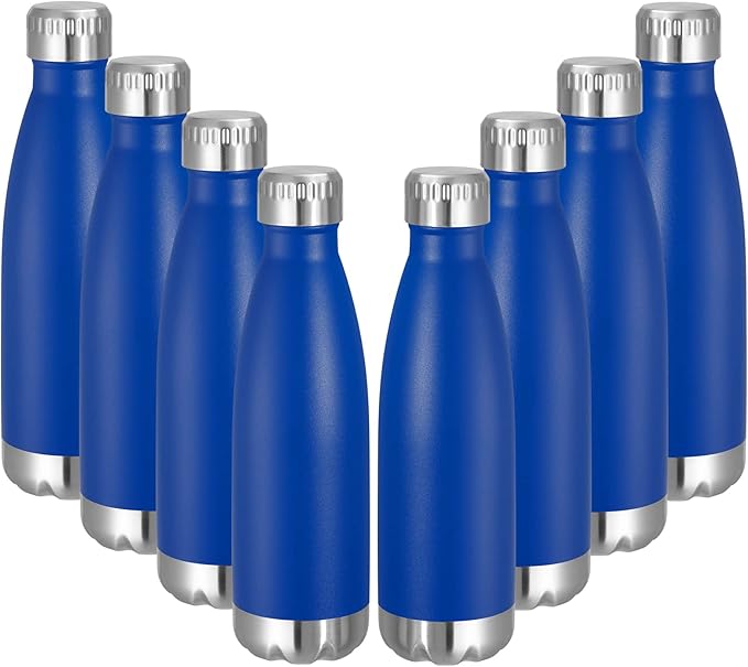 VEGOND 17oz Stainless Steel Water Bottles Bulk, Reusable Metal Sports Water Bottle Keeps Drink Hot and Cold, BPA Free Double Wall Vacuum Cola Shape Insulated Water Bottles for Camping Gym, 8 Pack