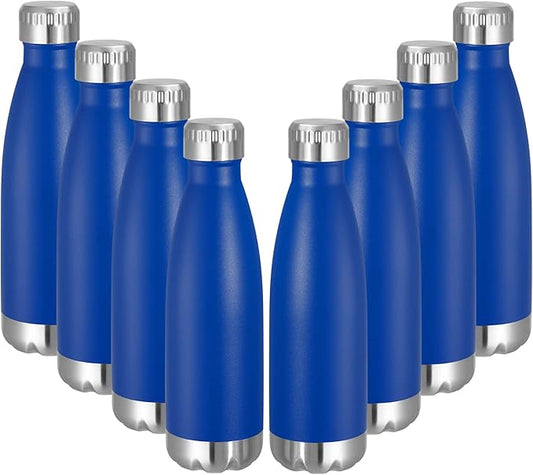 VEGOND 17oz Stainless Steel Water Bottles Bulk, Reusable Metal Sports Water Bottle Keeps Drink Hot and Cold, BPA Free Double Wall Vacuum Cola Shape Insulated Water Bottles for Camping Gym, 8 Pack