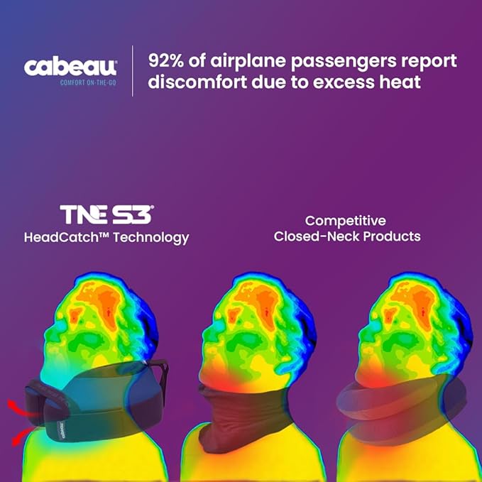 Cabeau Travel Neck Pillows for Airplanes – The Neck’s Evolution, TNE S3 – Supportive Memory Foam Design for Long Haul Flights – Attachable Seat Straps and 360° Support (Berlin Grey)