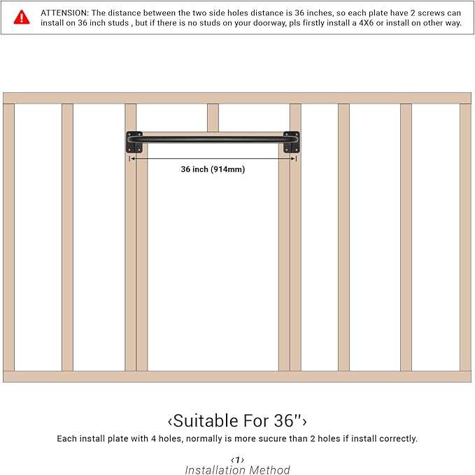 Wall Mounted Doorway Pull Up Bar, Heavy Duty Strength Training Pull-Up Bars for Doorframe, Support Beam or Joist Mount Thick Metal Sturdy Construction Support 500 lbs