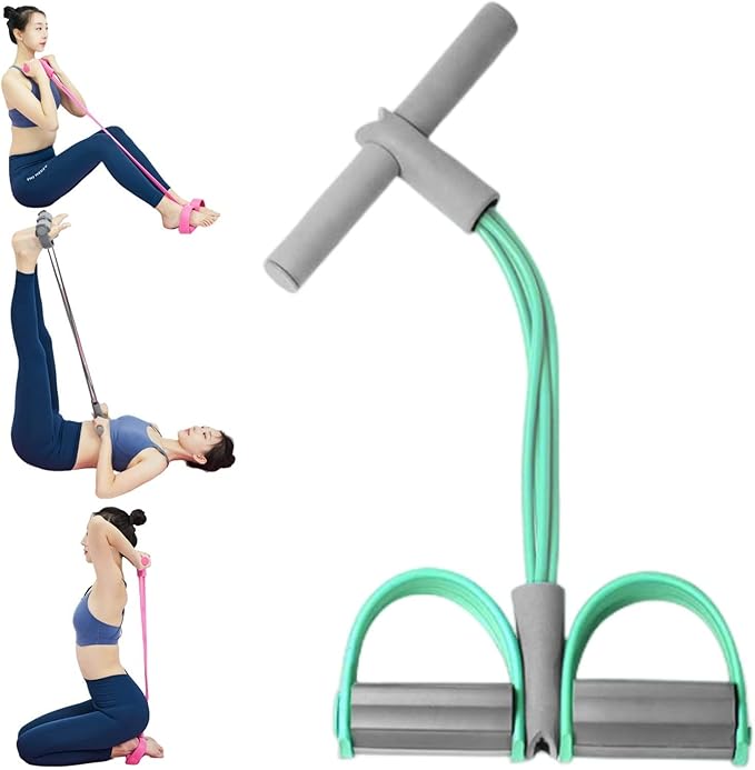 21 Fitness Resistance Bands - 4 Tube Pedal Ankle Puller, Yoga Handle Bands Exerciser Multifunction Trainer Tension Rope for Body, Abdomen, Waist, Arm, Tummy Exercise Stretching Training ( Color : Gray
