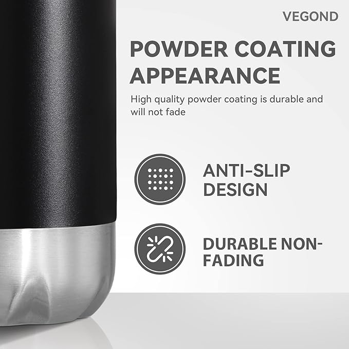 VEGOND 17oz Stainless Steel Water Bottles, Reusable Metal Sports Water Bottle Keeps Drink Hot and Cold, BPA Free Double Wall Vacuum Cola Shape Insulated Water Bottle for Camping Gym, 1 Pack