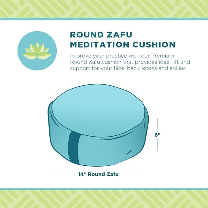 Bean Products Hemp Zafu Meditation Cushion for Sitting on Floor, Hemp Yoga Pillow, Zafu Meditation Pillow, Zen Seiza Kneeling Prayer Pad Support - Made in USA - Round Shadow Gray