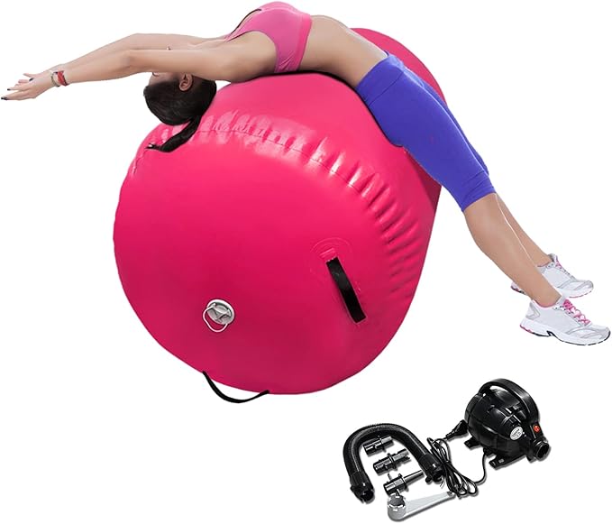 86 York Air Barrel Gymnastics Roller Inflatable Tumbling Mat, Back Handspring Training Air Mat Tumble Track Gymnastics Equipment For Home Use, Gym Training, Yoga Balance Exercise, Cheerleading with Electric Pump