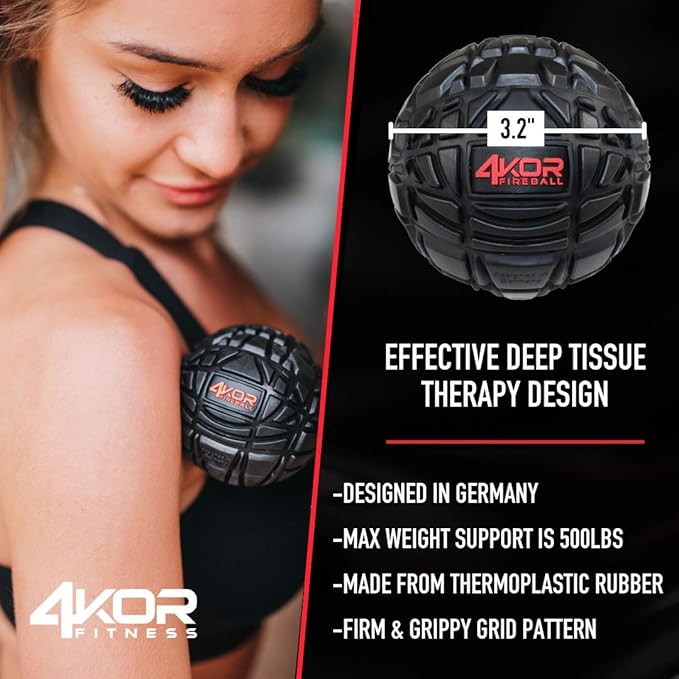 4KOR Massage Balls for Trigger Point Therapy - Myofascial Release Ball - Muscle Relief for Back, Neck, Shoulder, Foot Pain - Fitness Massage Balls for Mobility - Deep Tissue Release Ball