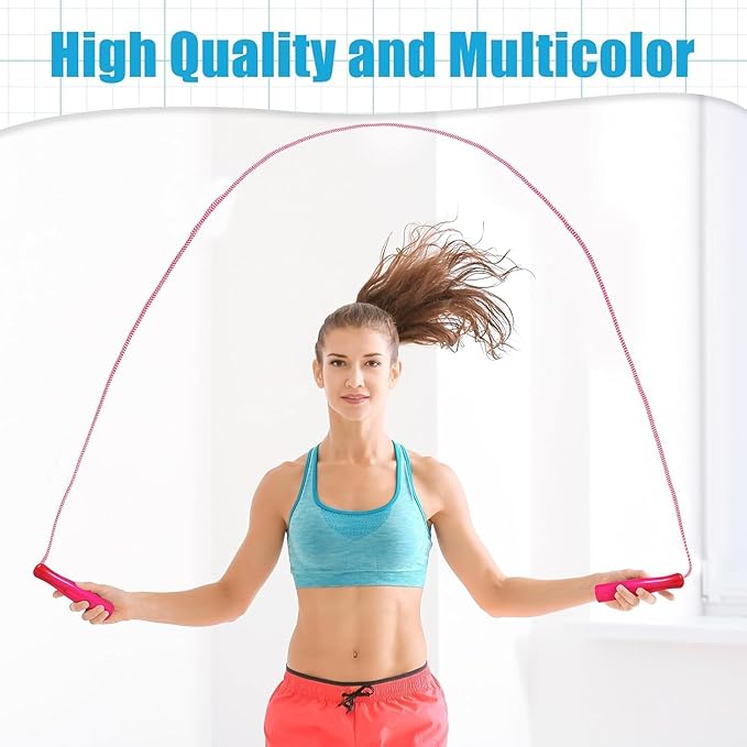 Honoson 30 Pcs Rainbow Jump Rope Bulk Gift for Kids 7.8ft Nylon Stripe Ropes with Handle Adjustable Colorful Party Favor Christmas Item Gift Outdoor Exercise Fitness (Multicolor)