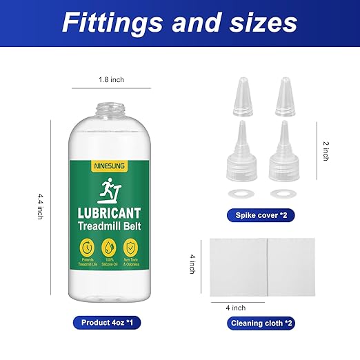 Treadmill Lubricant for Belt, Treadmill Lube, Treadmill Oil with Hard Application Tubes & Oil Absorption Cloth and Precision Screw Caps, Suitable for Nearly All Type of Treadmills - 4 oz